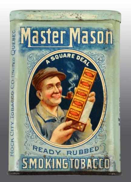 Appraisal: Master Mason Vertical Pocket Tobacco Tin Description Manufactured by the