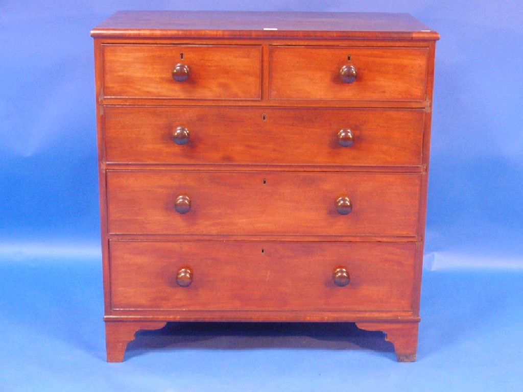 Appraisal: A thC mahogany chest of two short and three long