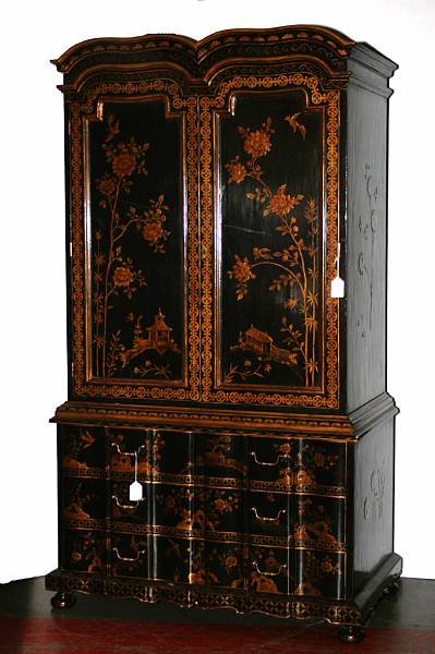 Appraisal: A Queen Anne style chinoiserie decorated cabinet height ft in