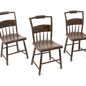 Appraisal: A Matched Set of Six Hitchcock Stencil Decorated Dining Chairs