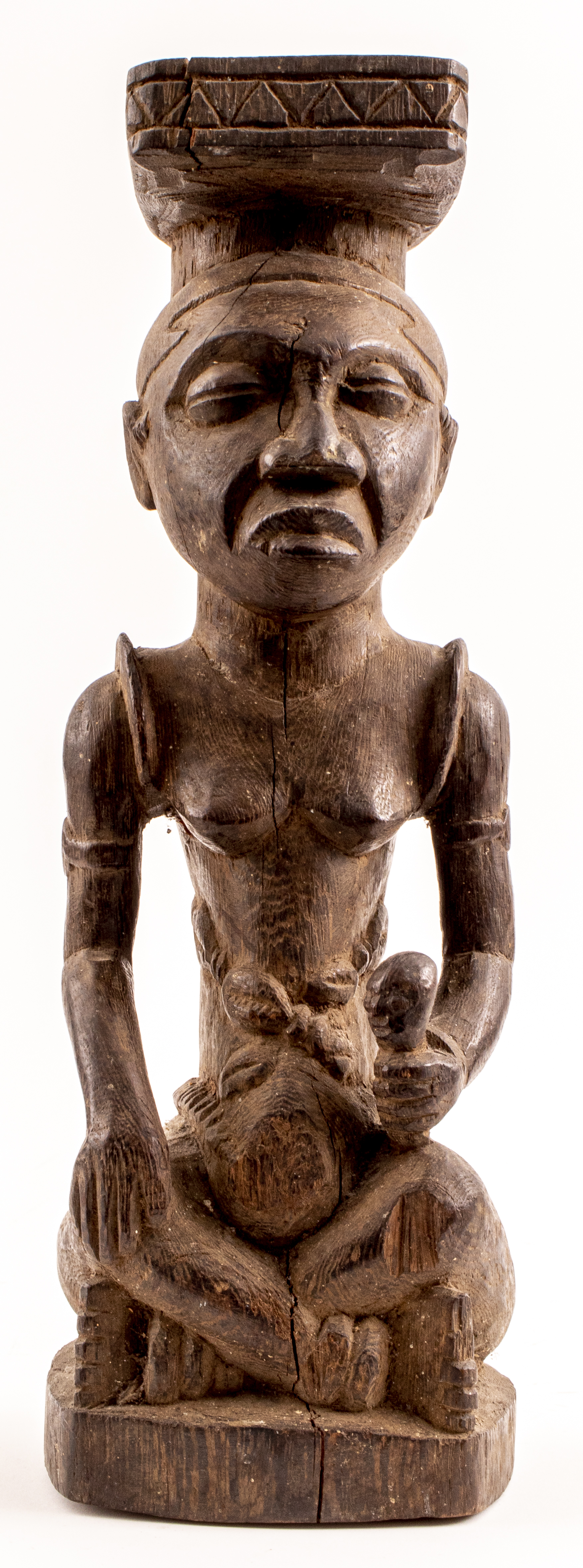 Appraisal: KUBA WOODEN SEATED ROYAL FIGURE African Kuba people of the