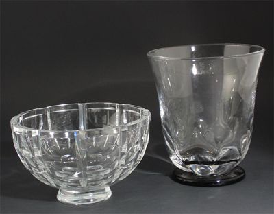 Appraisal: An Orrefors cut glass bowl a French cut glass vase