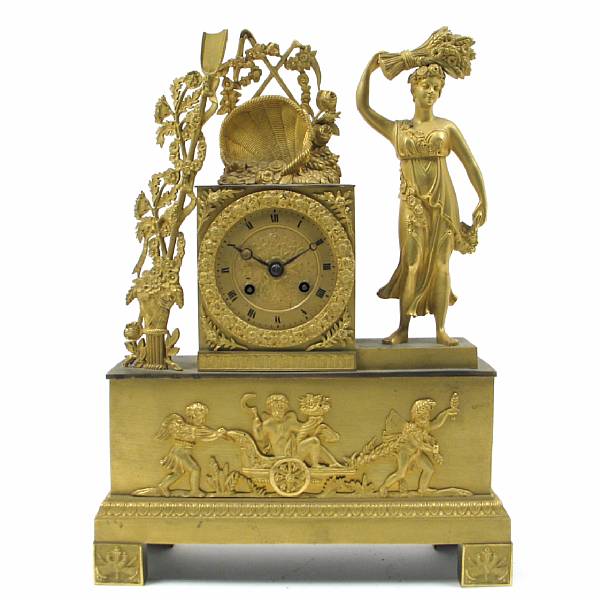 Appraisal: A Charles X gilt bronze mantel clock height in