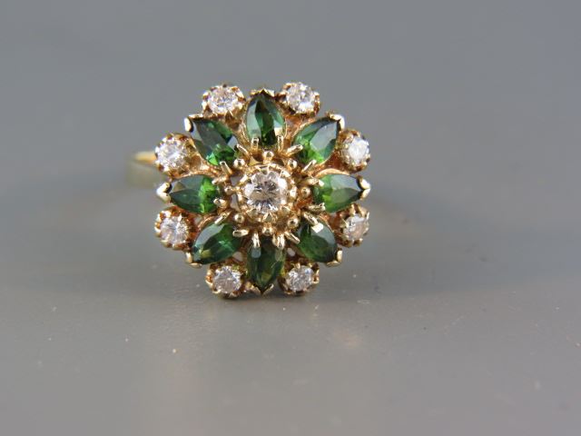 Appraisal: Green Tourmaline and Diamond Ring oval gems totaling carats and