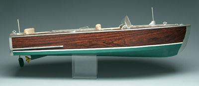 Appraisal: Chris-Craft style boat model runabout wood with radio control mechanism