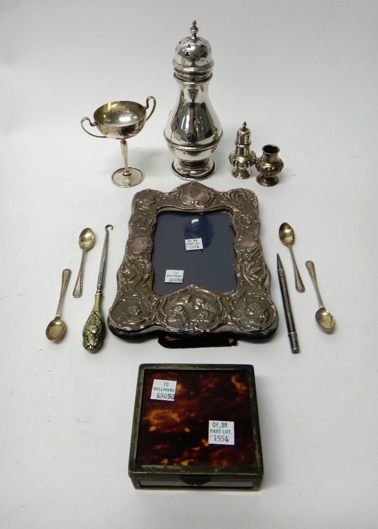 Appraisal: Silver and silver mounted wares comprising a sugar caster London