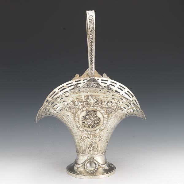 Appraisal: GERMAN SILVER LARGE FAN SHAPE BASKET CA TH CENTURY x