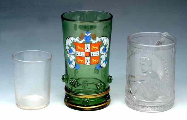 Appraisal: A PIERCED GLASS COMMEMORATIVE BEAKER of rower Edward Hanlan high