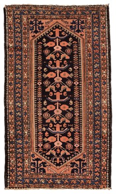 Appraisal: Hamadan Rug th century long central panel with floral and