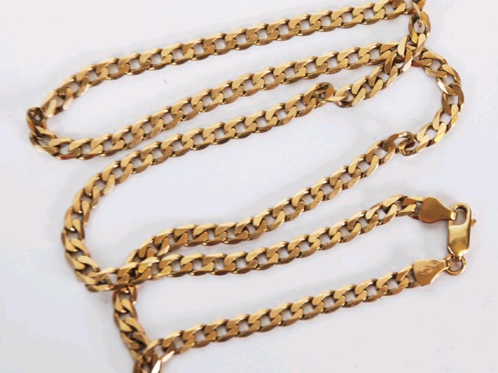 Appraisal: CT GOLD CHAIN NECKLACE with flattened curb pattern links long