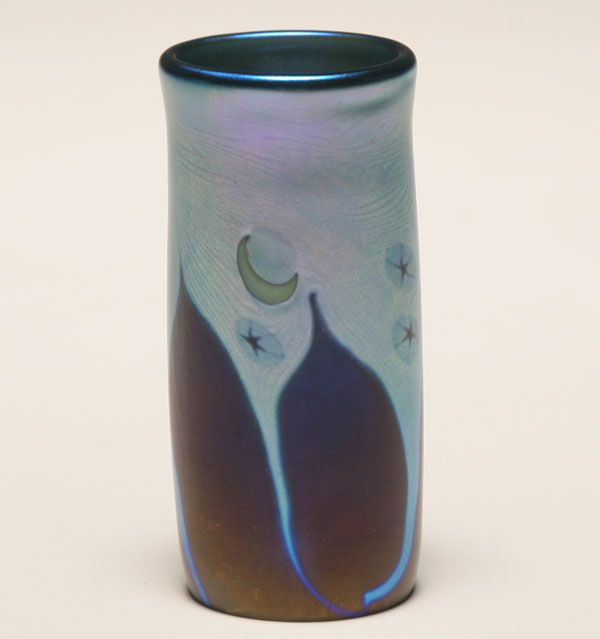 Appraisal: Lundberg Studios art glass cabinet vase of cylindrical form starry