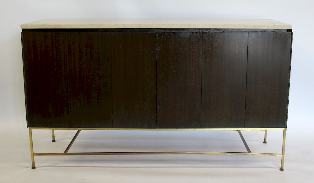 Appraisal: MIDCENTURY Paul Mc Cobb Travertine Top Cabinet With Bi-fold Doors