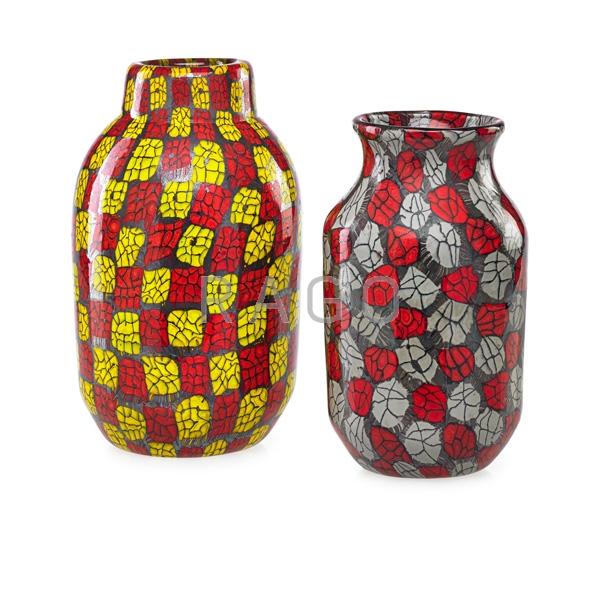 Appraisal: VITTORIO FERRO Two murrine glass vases Condition Report Excellent condition