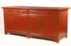 Appraisal: SIDEBOARD - Early Chinese red lacquered hard wood cabinet matching