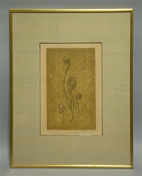 Appraisal: RYONOSUKE FUKUI JAPANESE - BOTANICAL Print x in sight Framed