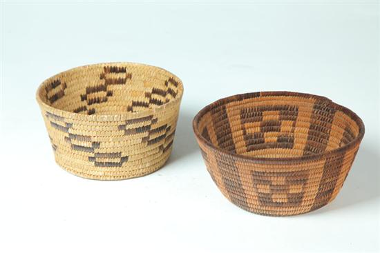 Appraisal: TWO AMERICAN INDIAN BASKETS Twentieth century Pima with geometric designs