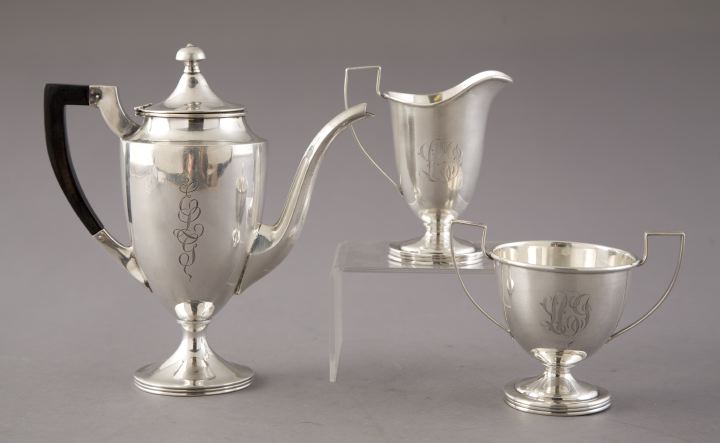 Appraisal: Assembled Three-Piece Sterling Silver Coffee Set first quarter th century