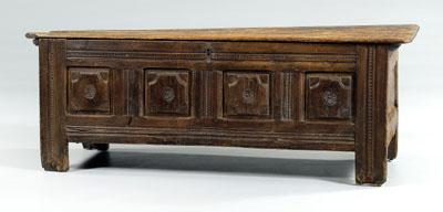 Appraisal: Continental baroque carved coffer elm or chestnut throughout hinged top