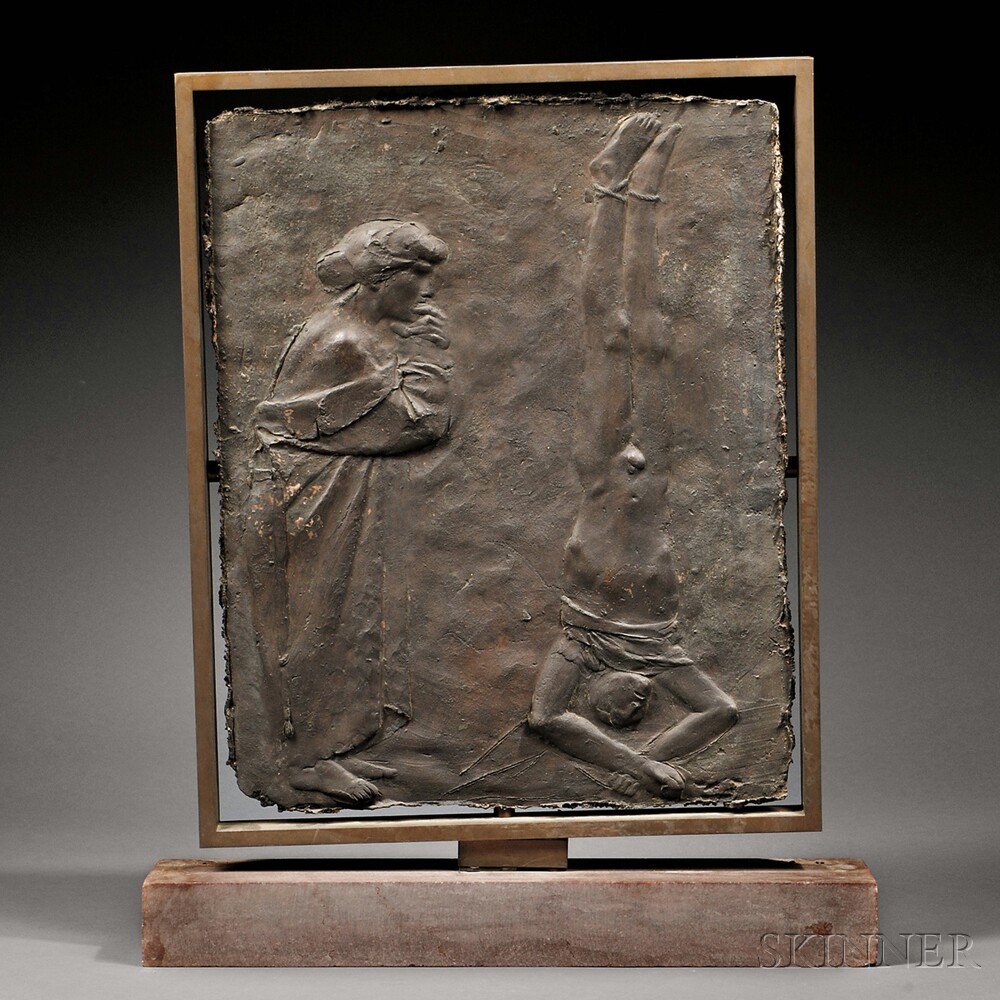 Appraisal: Giacomo Manz Italian - Two Works Untitled Bronze Bas-relief and