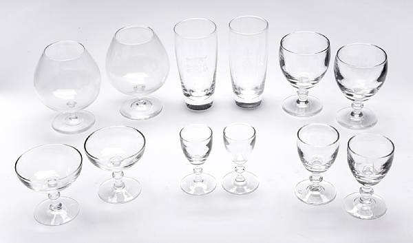 Appraisal: A Steuben clear glass stemware service comprising twelve each red