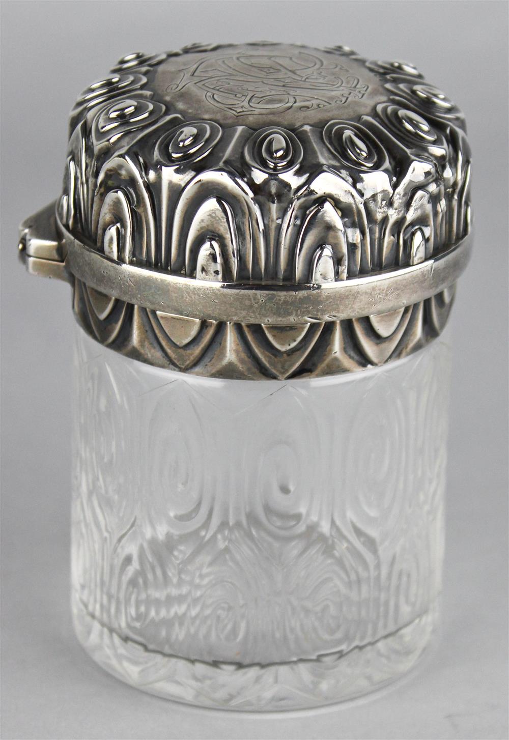 Appraisal: TIFFANY CO PARIS SILVER-MOUNTED COSMETIC CONTAINER London import mark French