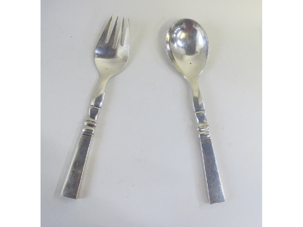 Appraisal: Pair of sterling silver servers by George Jensen