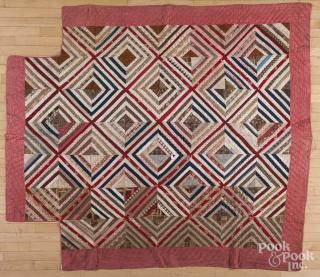 Appraisal: Pieced strip bedspread late th c '' x ''