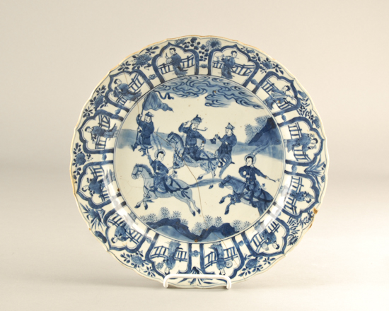 Appraisal: Early Chinese Blue and White Charger with scene of warriors