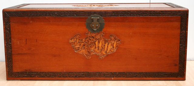 Appraisal: A carved Chinese sandalwood chest possibly Shanghai s