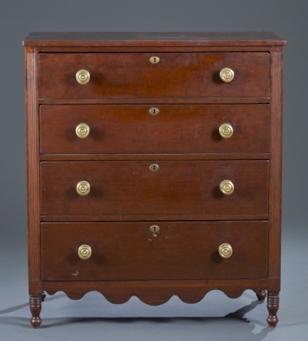 Appraisal: Country Sheraton Cherry Four Drawer Chest Country Sheraton Cherry Four