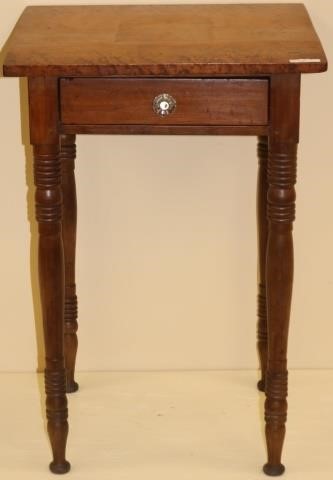 Appraisal: EARLY AMERICAN FEDERAL ONE DRAWER STAND BIRDSEYE MAPLE TOP WITH