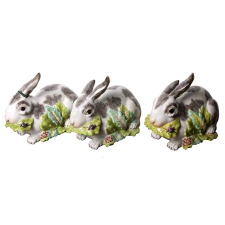 Appraisal: Set of Three Porcelain Figures of Rabbits Estimate -