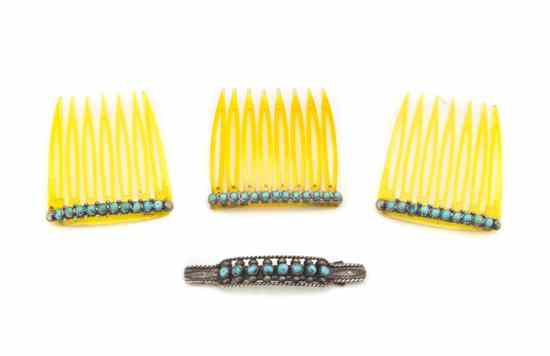 Appraisal: Three Zuni Hair Combs snake decoration together with a similar