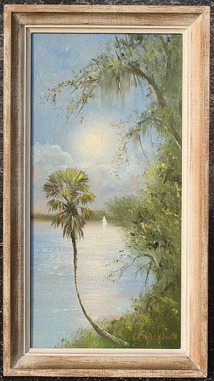 Appraisal: McLENDON Roy American th C Florida Highwaymen river landscape with