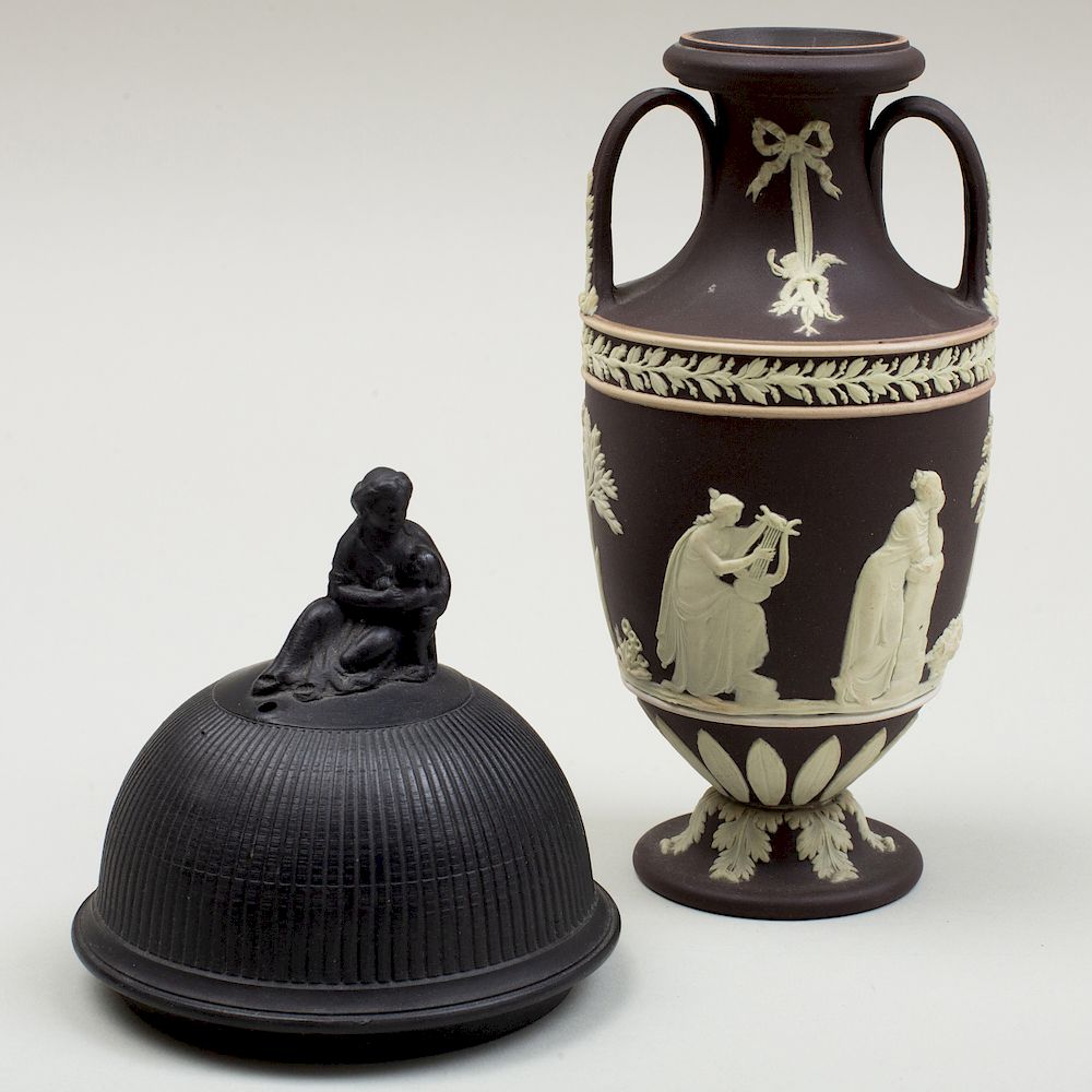 Appraisal: Small Wedgwood Black and White Jasperware Vase Impressed mark together