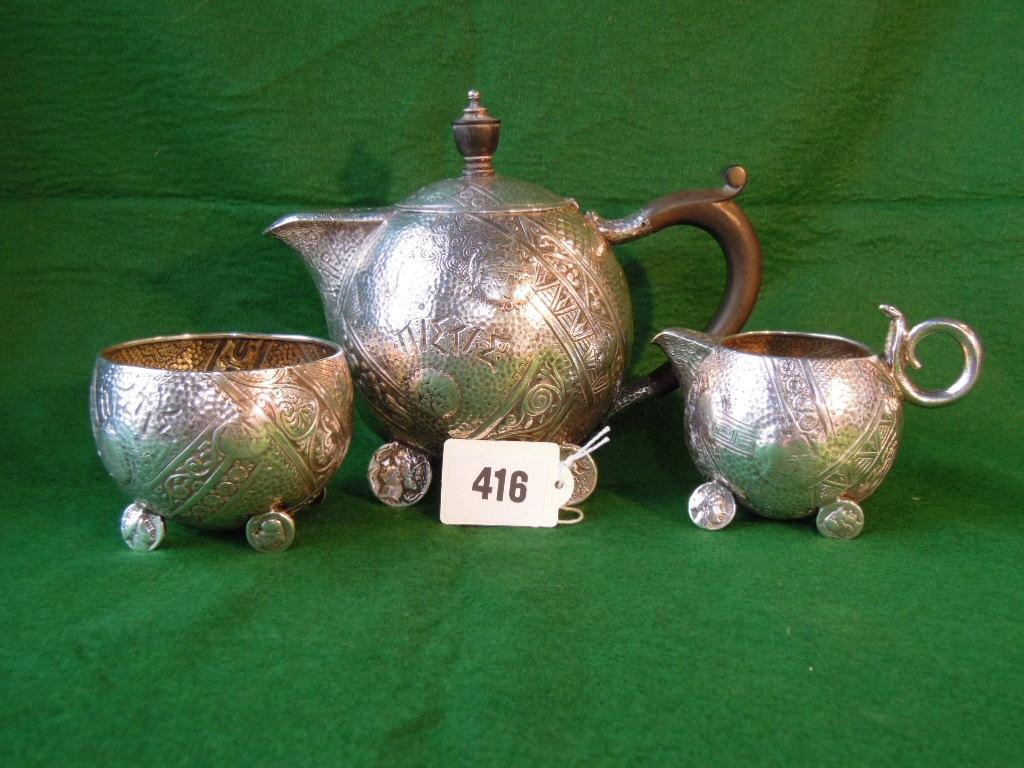 Appraisal: A silver Elkington Co bachelors three piece tea service with