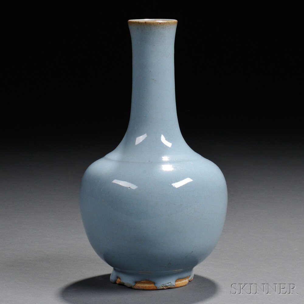 Appraisal: Sky Blue-glazed Bottle Vase China th th century the rounded