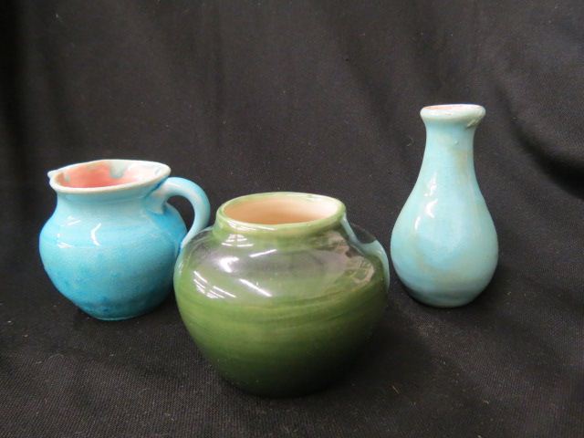 Appraisal: pcs Pisgah Forest North Carolina Pottery turquoise cream pitcher dated