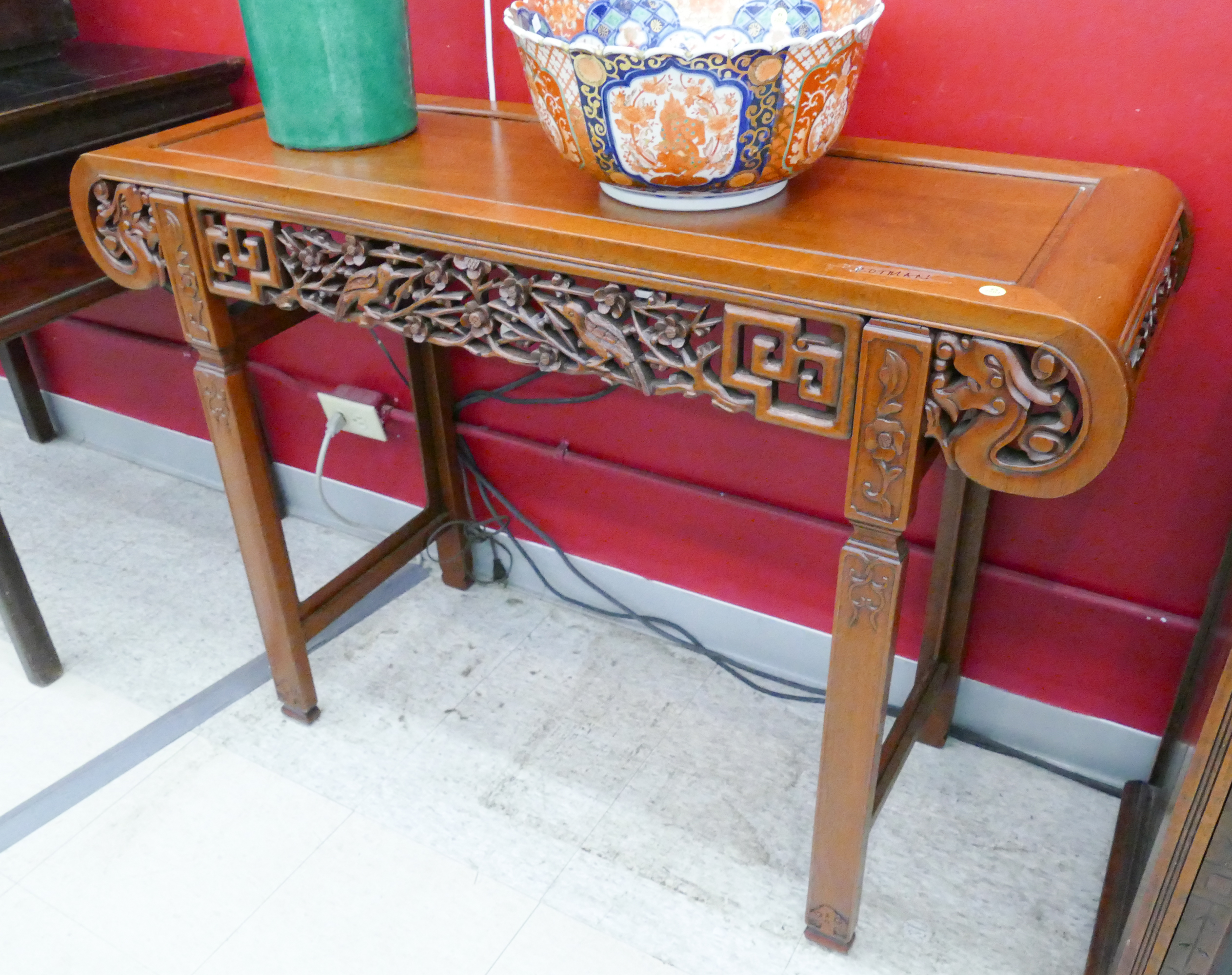 Appraisal: Chinese Carved Rosewood Altar Table- x x ''