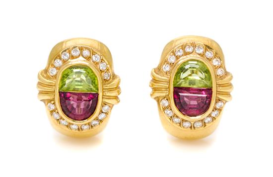 Appraisal: Sale Lot A A Pair Karat Yellow Gold Peridot Tourmaline