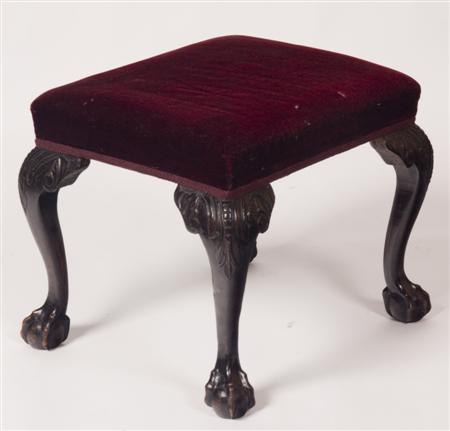 Appraisal: A th century mahogany stool of rectangular form with a