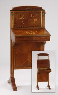 Appraisal: Petite French marquetry inlaid dressing stand French bronze mounted marquetry