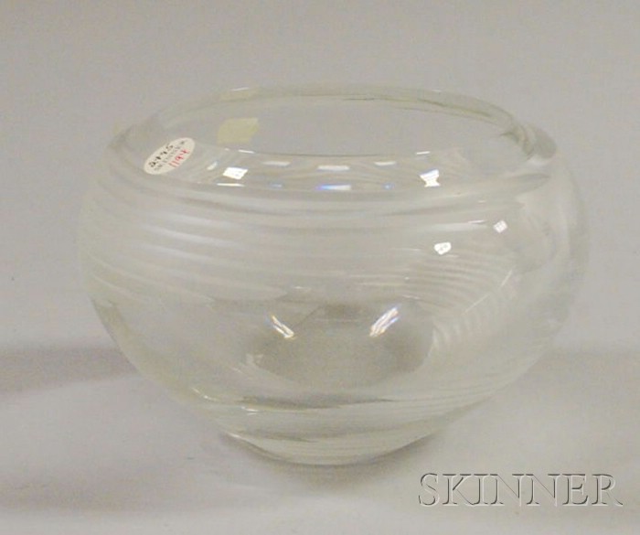 Appraisal: Modern Colorless Cut Art Glass Bowl unsigned approx ht dia