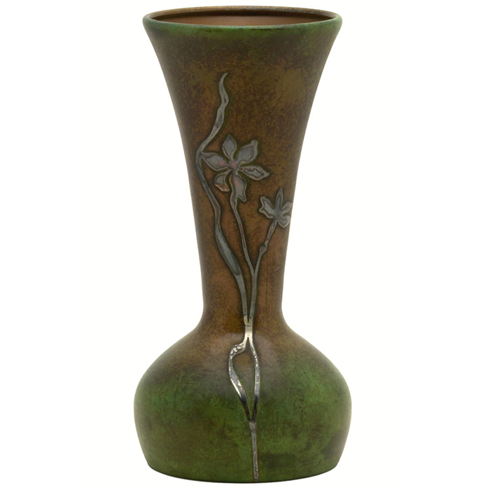 Appraisal: Nice Heintz vase sterling on bronze applied design good original