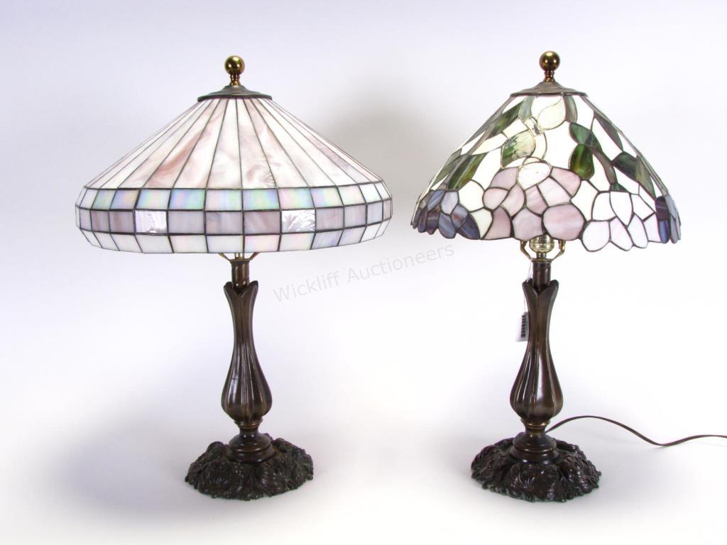 Appraisal: Pair of bronzed cast metal Art Nouveau style table lamps