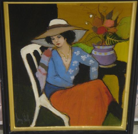 Appraisal: Doug Shelly American th c oil on canvasboard lady in