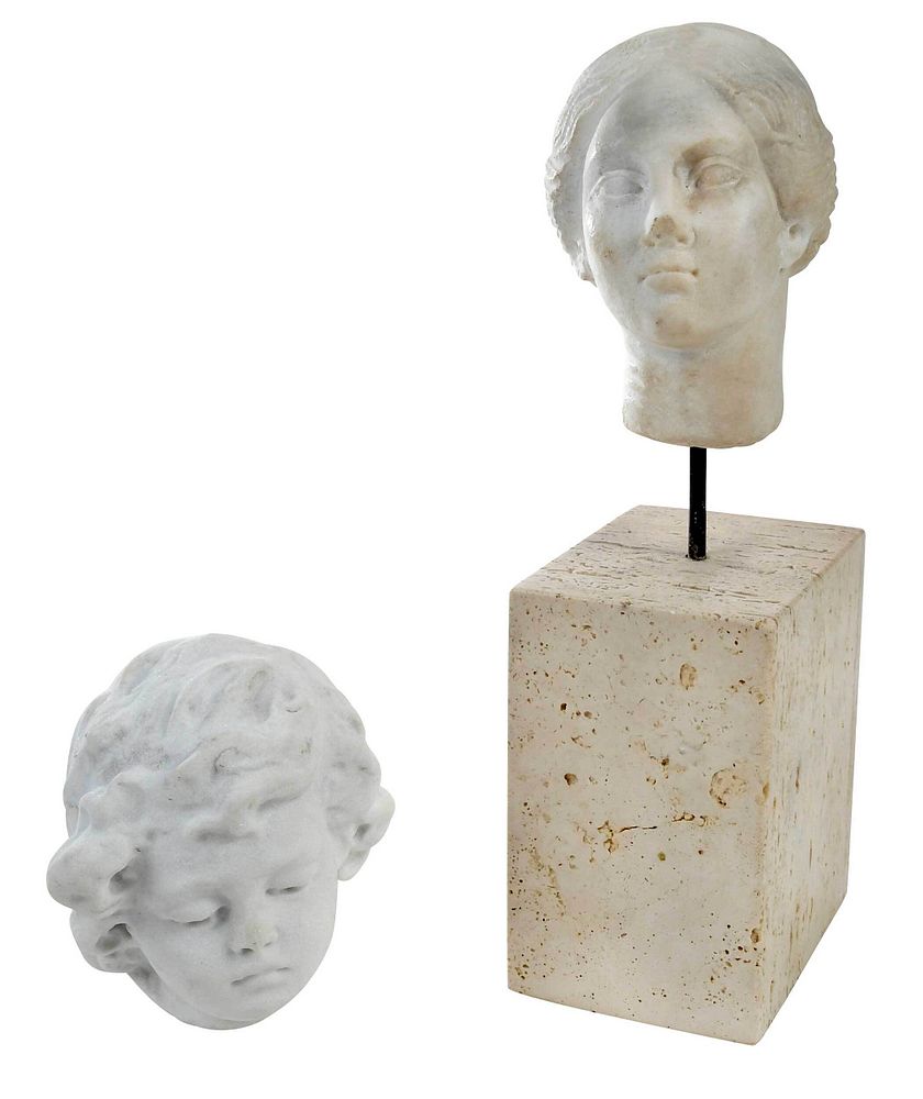 Appraisal: Two Carved Marble Heads Roman or Roman style head of