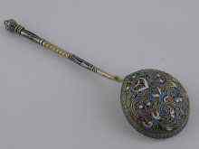 Appraisal: A silver gilt cloisonne enamelled Russian spoon Mark of th