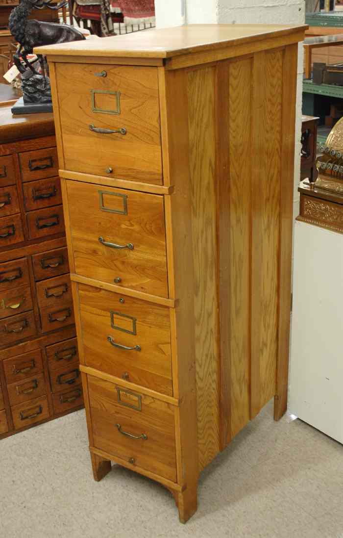 Appraisal: FOUR-DRAWER OAK FILE CABINET American early th century having a