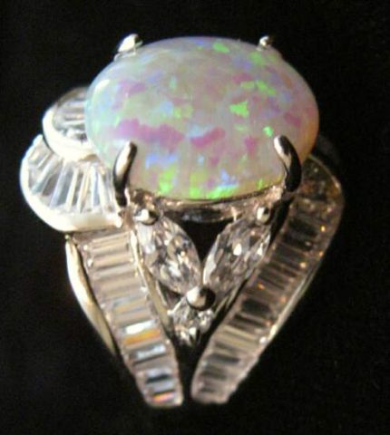 Appraisal: OPAL AUSTRIAN CRYSTALS STERLING RING